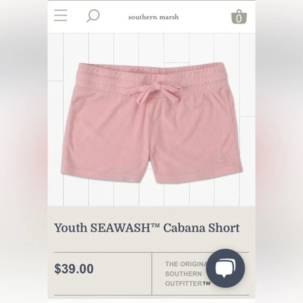 NWT Southern Marsh Girls Youth Seawash Cabana Shorts Size‎ XL Camellia Pink